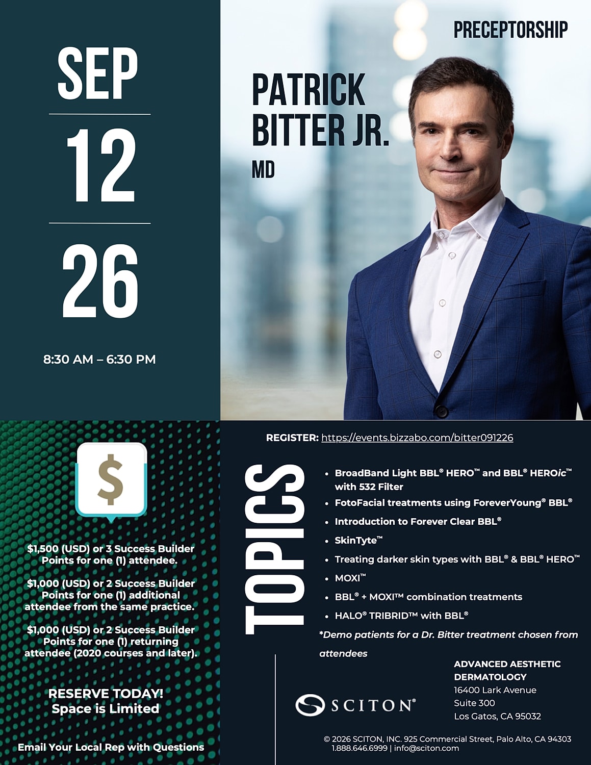 September 12-26 Preceptorship with Patrick Bitter Jr.