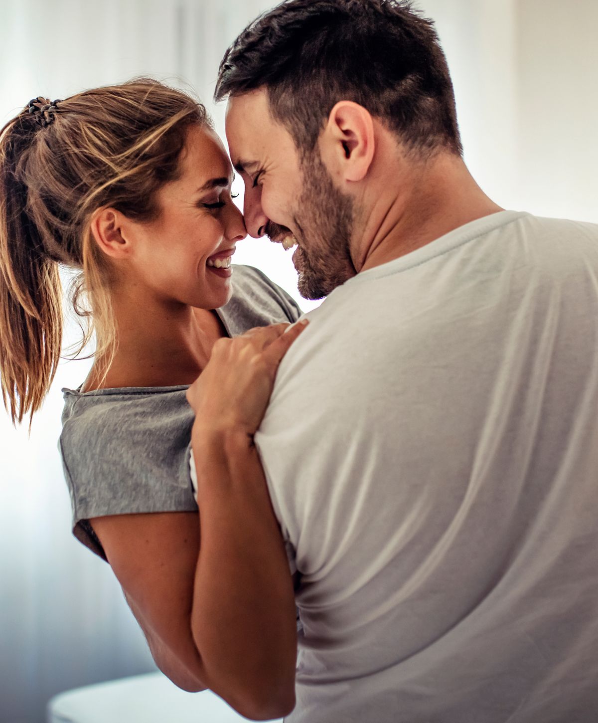 Couple sharing a joyful moment together.