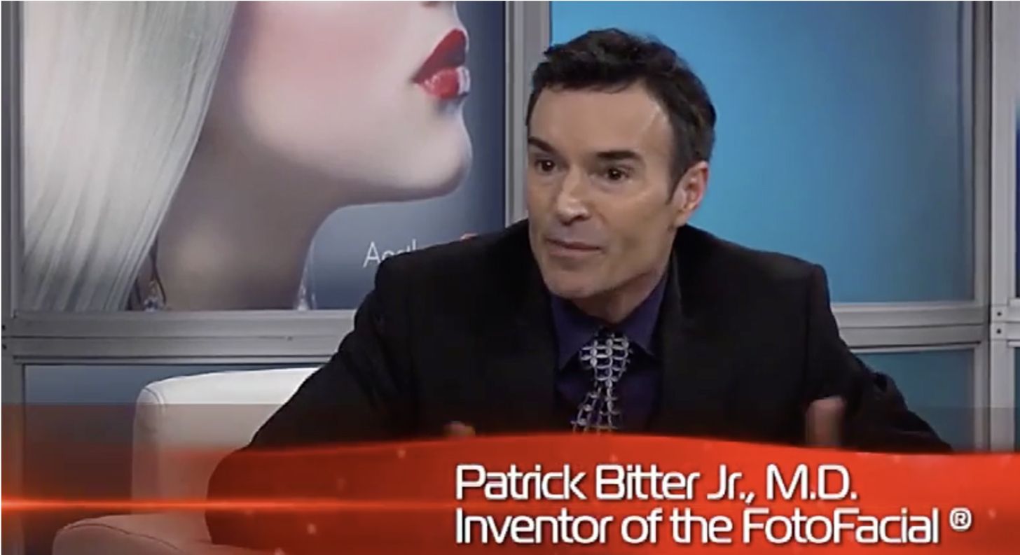 Man speaking on set of Aesthetic TV show.